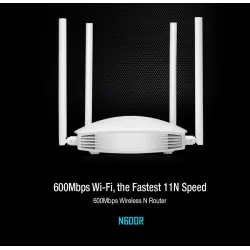 Маршрутизатор WiFi Totolink N600R, 600Мбит/с, 2.4GHz, MIMO, 5x RJ45 100Мбит/с, 4x 5dBi
