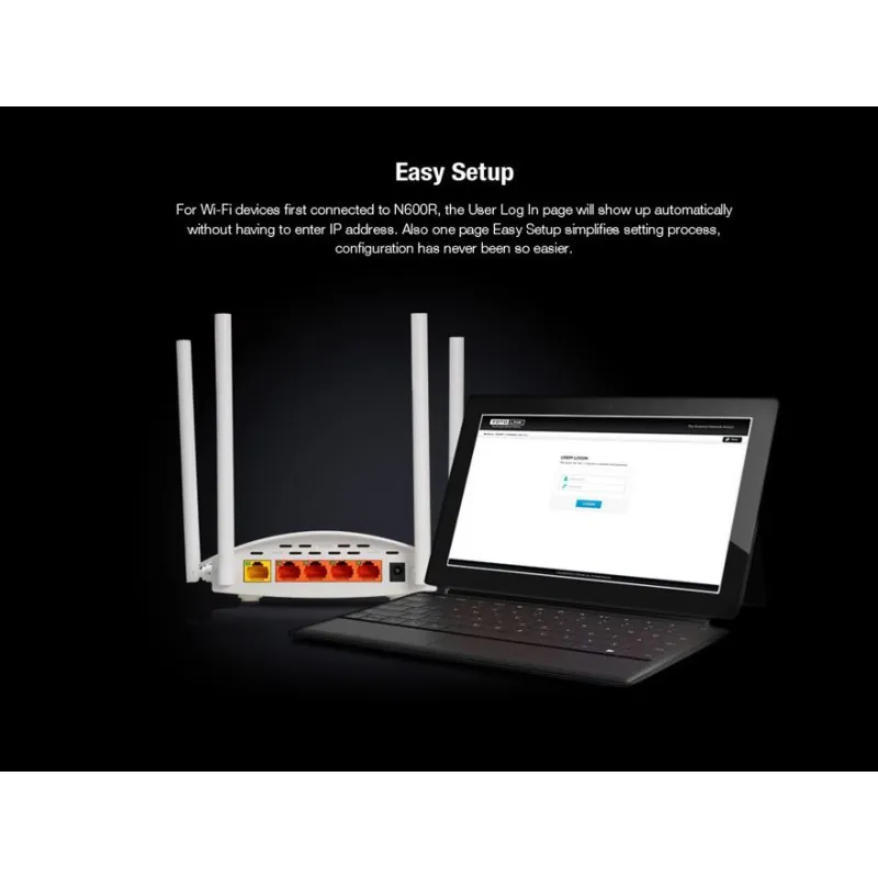 Маршрутизатор WiFi Totolink N600R, 600Мбит/с, 2.4GHz, MIMO, 5x RJ45 100Мбит/с, 4x 5dBi