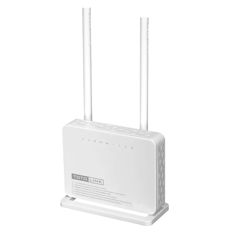 Totolink ND300 V2 WiFi Router, 300Mb/s, 2.4GHz, 3x RJ45 100Mb/s, 1x RJ11, ADSL2/2+, 2x 5dBi