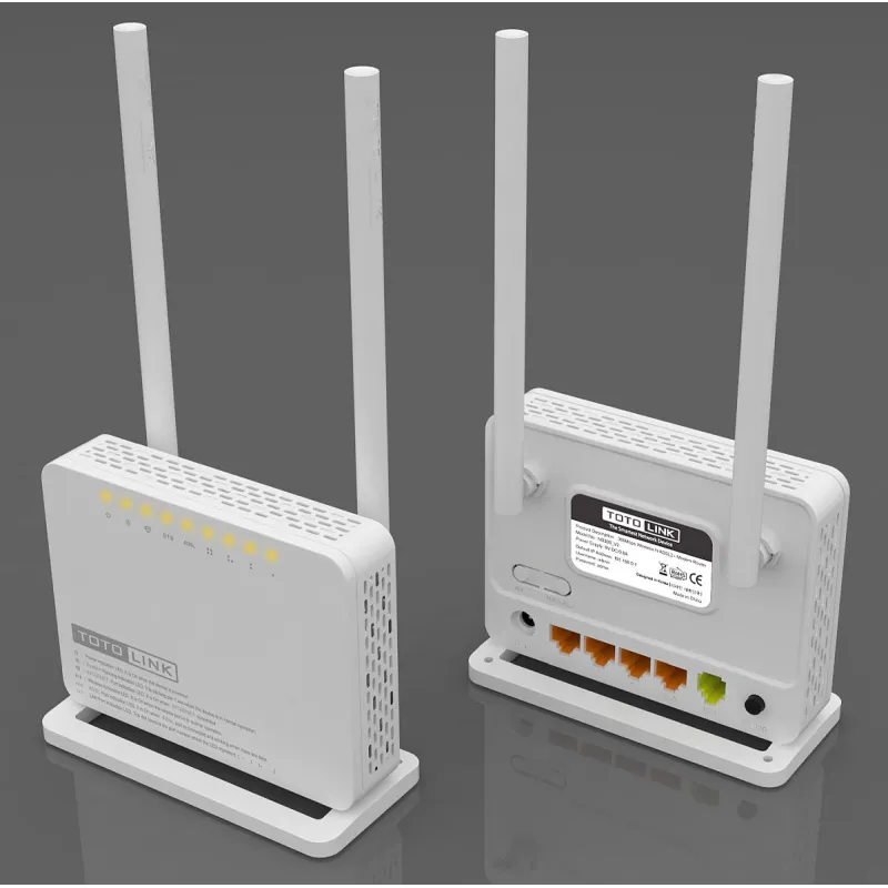 Роутер WiFi Totolink ND300 V2, 300Мбит/с, 2,4ГГц, 3x RJ45 100Мбит/с, 1x RJ11, ADSL2/2+, 2x 5dBi