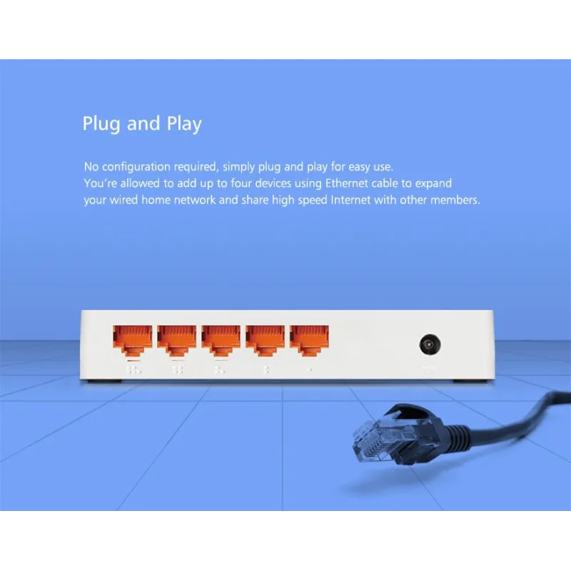 Коммутатор Totolink S505G, 5x RJ45 1000Mb/s Gigabit, настольный корпус