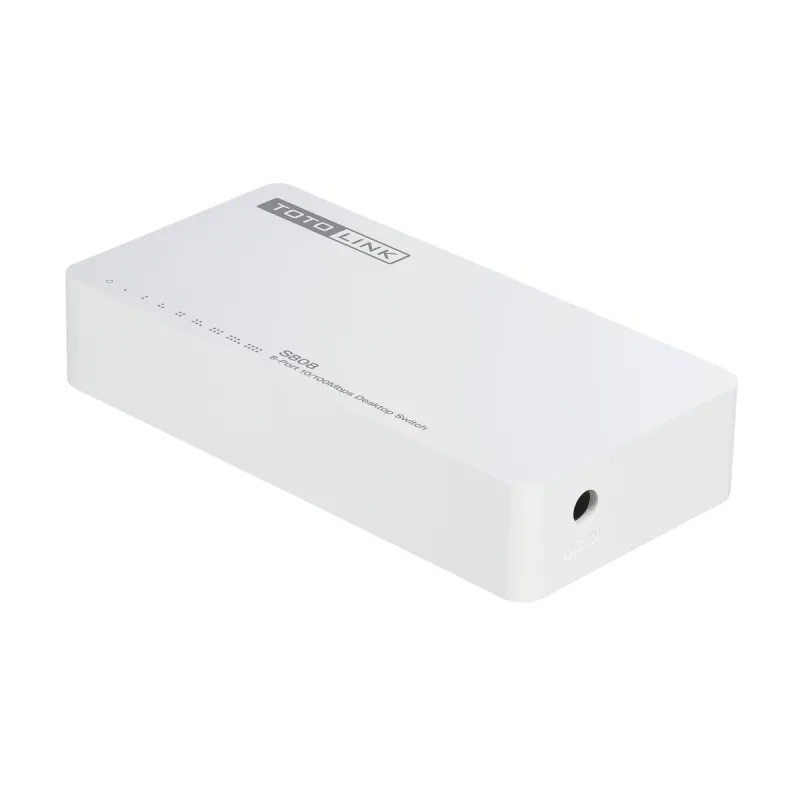 Коммутатор Totolink S808, 8x RJ45 100Mb/s, настольный корпус
