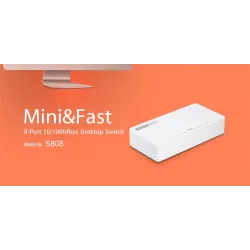 Коммутатор Totolink S808, 8x RJ45 100Mb/s, настольный корпус