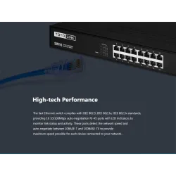 Totolink SW16 | Schalter | 16x RJ45 100Mb/s, Rackmontage, nicht verwaltet