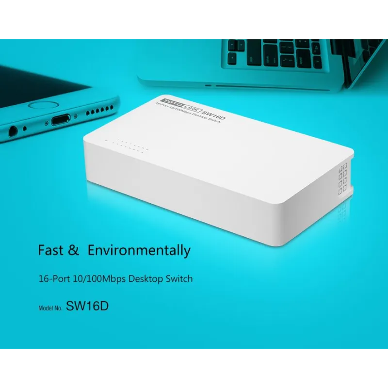 Коммутатор Totolink SW16D, 16x RJ45 100Mb/s, настольный корпус, не управляемый