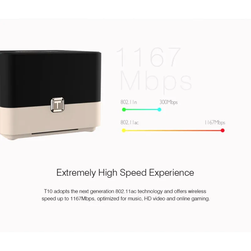 Totolink T10 WiFi Router, AC1200, Çift Bant, MU-MIMO, 3x RJ45 1000Mb/s, 1x USB