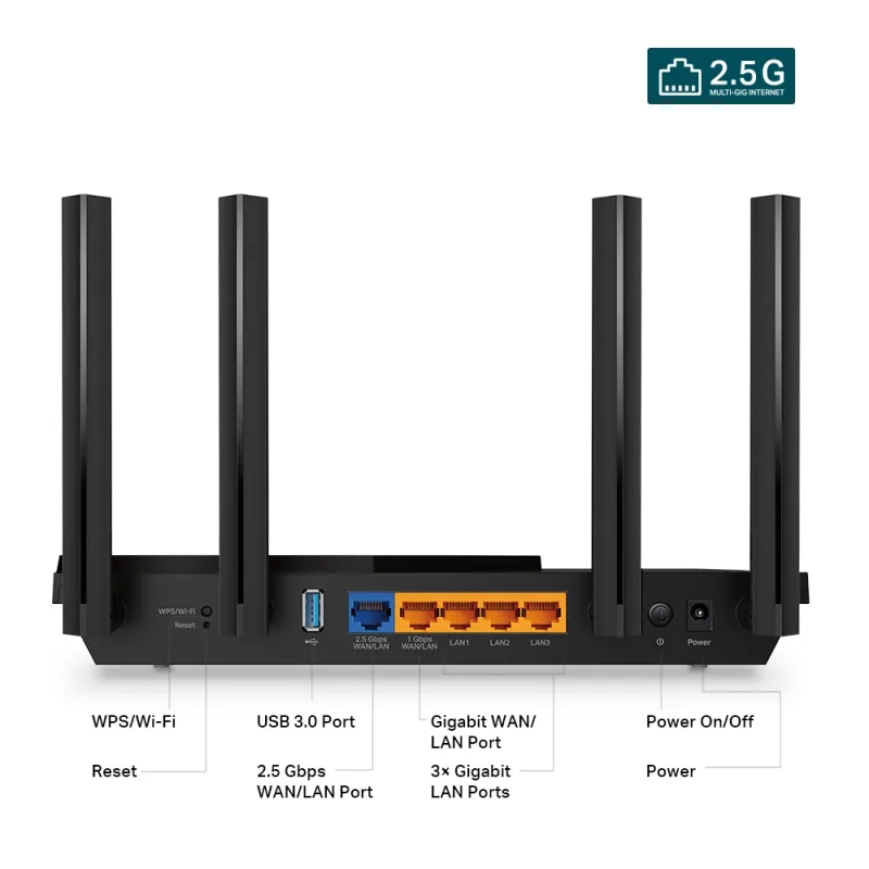 Роутер WiFi TP-Link Archer AX55 Pro, WiFi 6, AX3000, 2.5GE