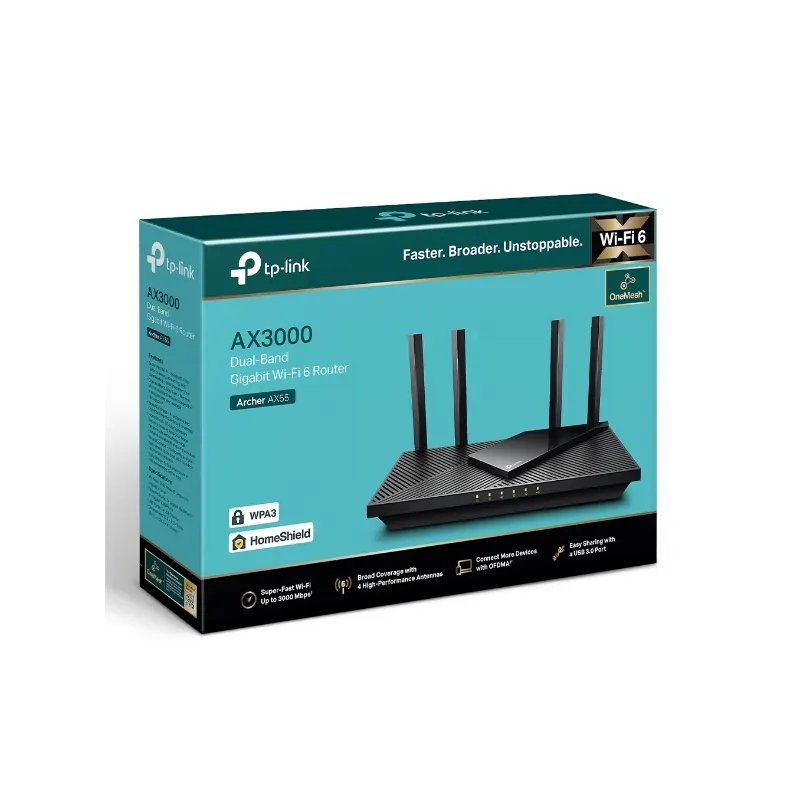 TP-Link Archer AX55 | WiFi router | WiFi6, AX3000, Dual Band, 5x RJ45 1000 Mb/s