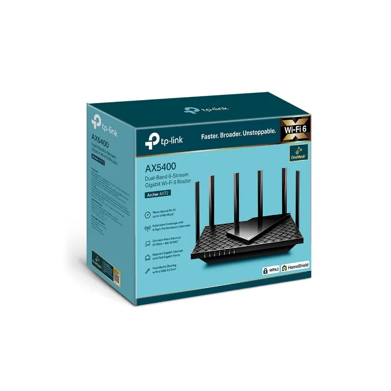 TP-Link Archer AX72 | WiFi-роутер | WiFi6, AX5400, двухдиапазонный, 5x RJ45 1000 Мбит/с