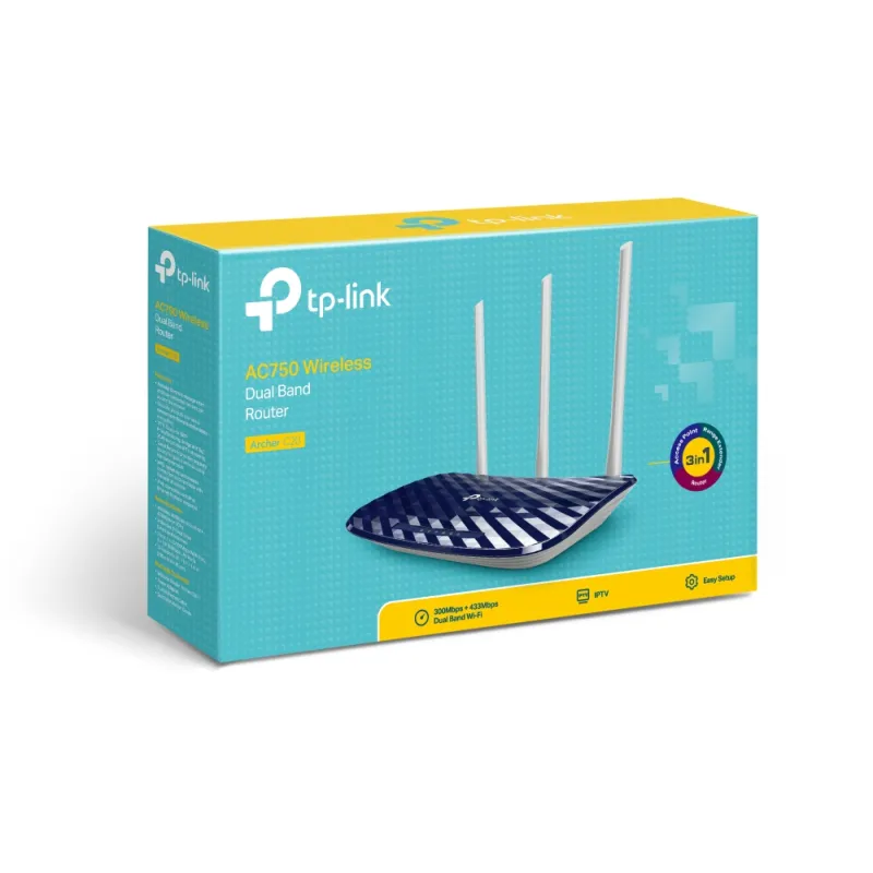 TP-Link Archer C20 | WiFi Router | AC750, Dual Band, 5x RJ45 100Mb/s