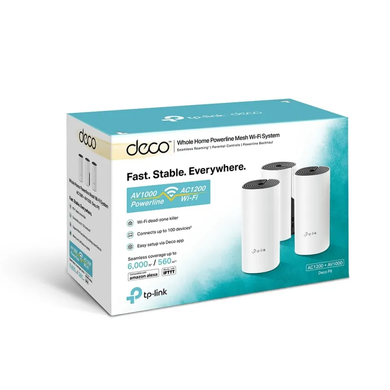 TP-Link Deco P9 3-Pack | Router Wi-Fi | AC1200 + AV1000, Dual Band, Mesh, RJ45 1000 Mb/s