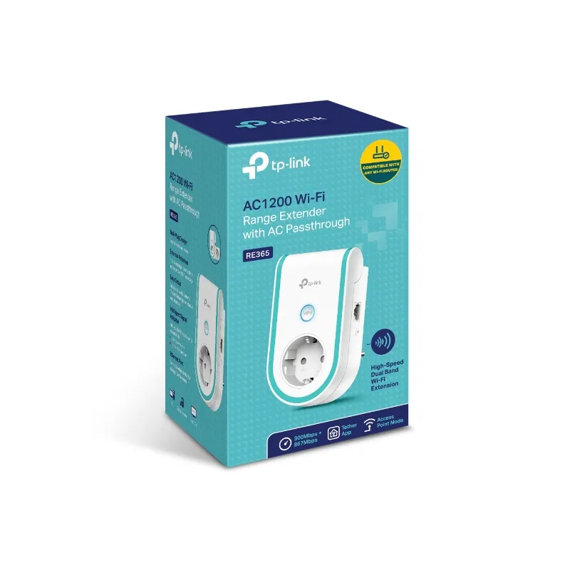 TP-Link RE365 | Wi-Fi Range Extender | mit Steckdose, AC1200, 1x RJ45 100Mb/s