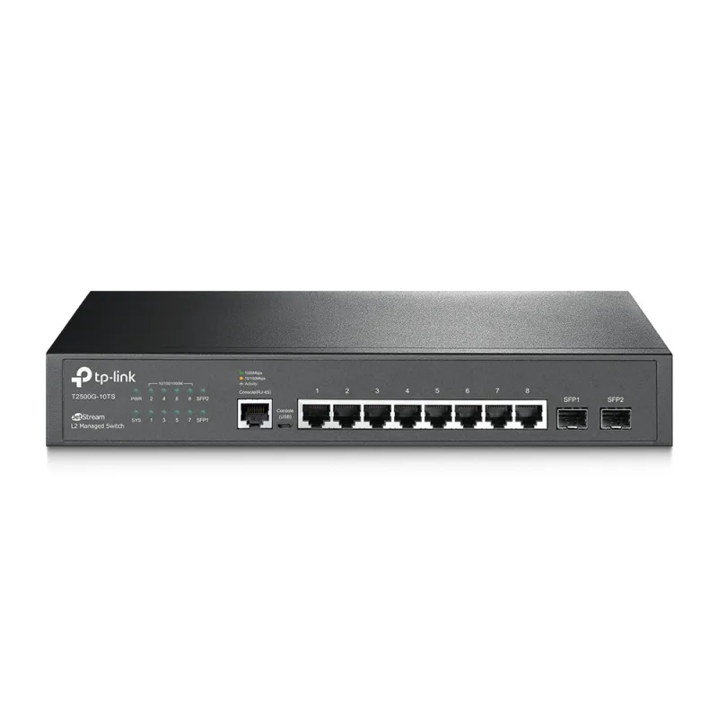 Коммутатор TP-Link T2500G-10TS, 8x RJ45 1000Mb/s, 2x SFP, Rack, У управляемый