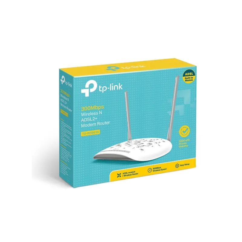 TP-Link TD-W8961N | WiFi Router | N300, ADSL2+, 4x RJ45 100Mbps, 1x RJ11