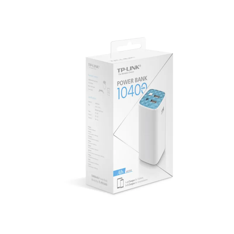 TP-Link TL-PB10400 | Banco de energía | Powerbank, 10400mAh, 3x USB, Linterna LED