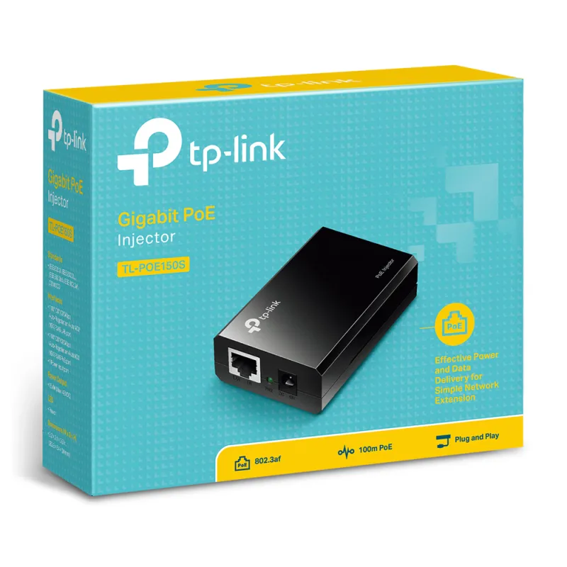 TP-Link TL-POE150S | PoE-Injektor | 2x RJ45 1000Mbps, 15,4W, IEEE 802.3af