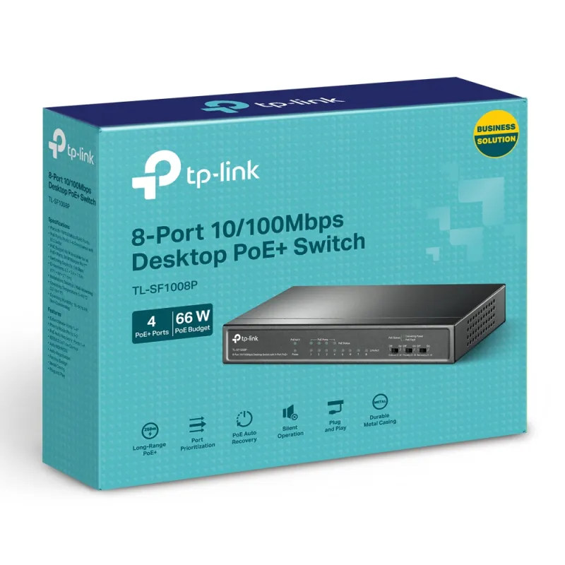 TP-Link TL-SF1008P | Přepínač | 8x RJ45 100Mb/s, 4x PoE