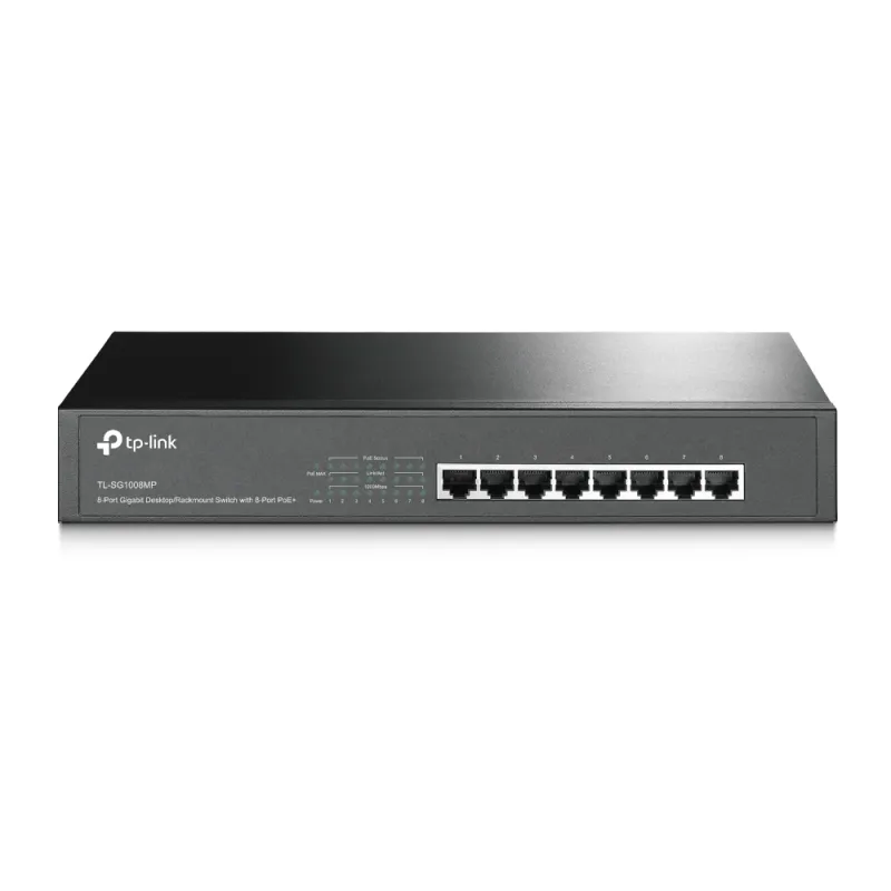 Коммутатор TP-Link TL-SG1008MP, 8x RJ45 1000Mb/s, 8x PoE+, 126W, Настольный/Стойка