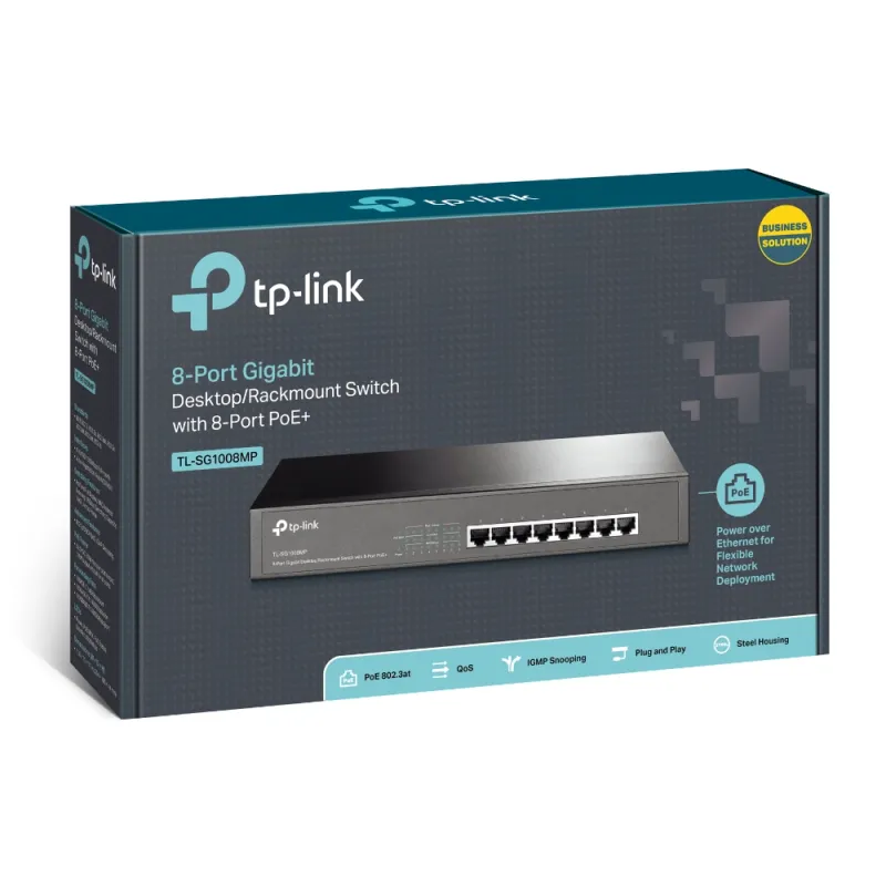 TP-Link TL-SG1008MP Switch, 8x RJ45 1000Mb/s, 8x PoE+, 126W, Masa/Raf