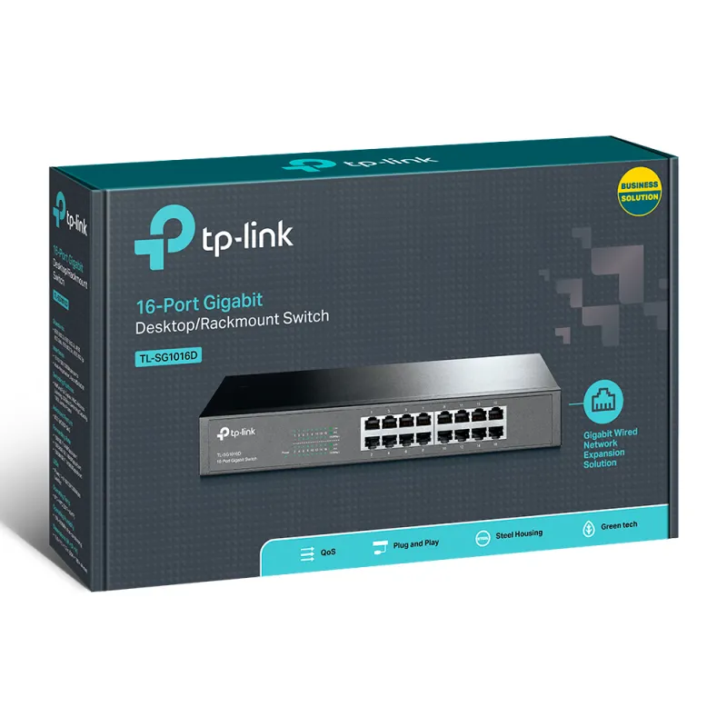 TP-Link TL-SG1016D | Přepínač | 16x RJ45 1000Mb/s, Rack, Neřízený