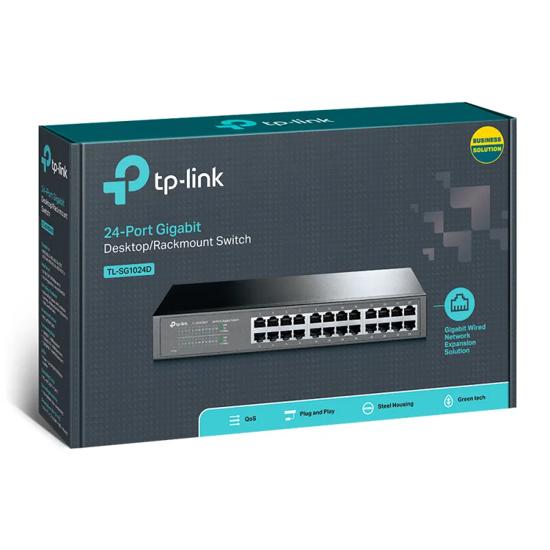 TP-Link TL-SG1024D | Switch | 24x RJ45 1000Mb/s, Rack/Desktop, Nao gerenciado