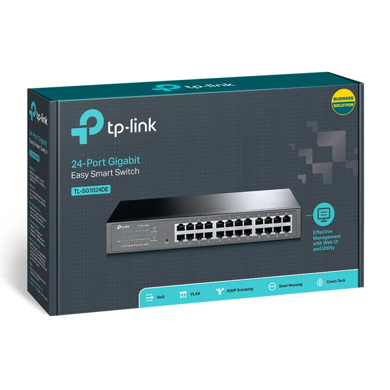 Коммутатор TP-Link TL-SG1024DE, 24x RJ45 1000Mb/s, Напольный/Настольный, Управляемый