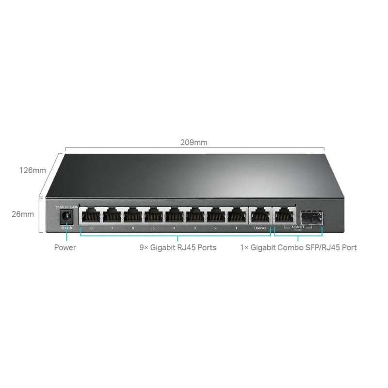 TP-Link TL-SG1210MPE | Přepínač | 9x RJ45 1000Mb/s, 8x PoE+, 1x RJ45/SFP Combo