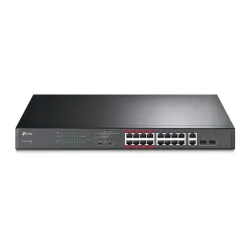 TP-Link TL-SL1218MP | Switch | 16x RJ45 100Mb/s PoE+, 2x RJ45 1000Mb/s, 2x SFP Combo, Rack, Neřízený