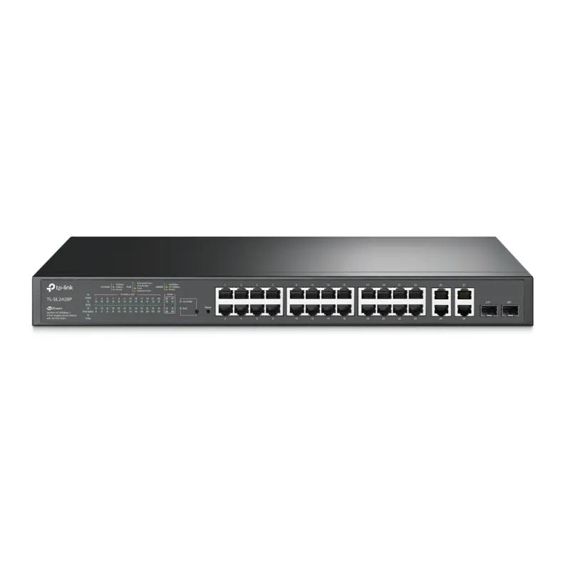 Коммутатор TP-Link TL-SL2428P, 24x RJ45 100Mb/s PoE+, 4x RJ45 1000Mb/s, 250W