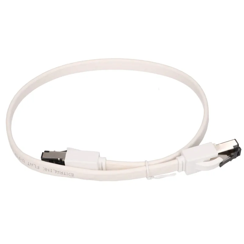 EXTRALINK LAN PATCHCORD CAT.8 U/FTP 0,5M 40G FLAT SHIELDED FOILED TWISTED PAIR BARE COPPER WHITE - Image 2
