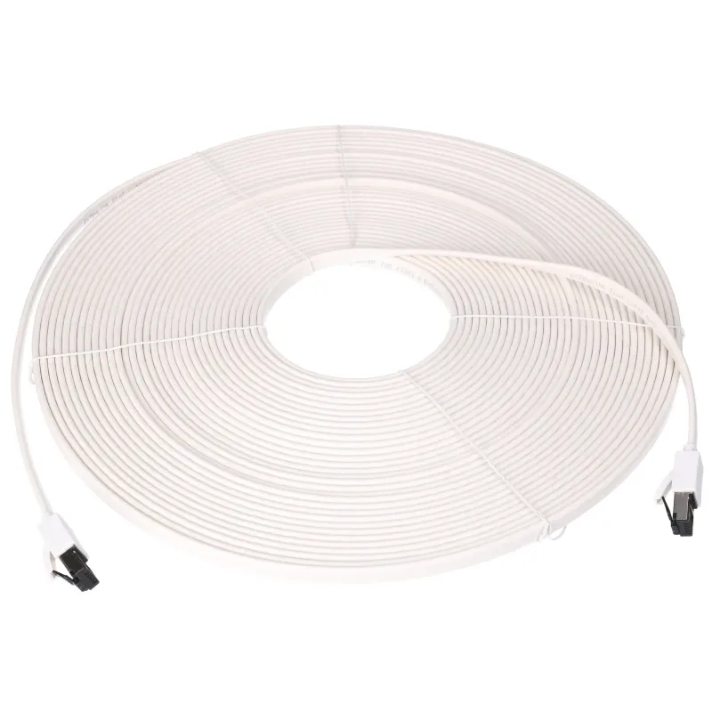 EXTRALINK LAN PATCHCORD CAT.8 U/FTP 20M 40G FLAT SHIELDED FOILED TWISTED PAIR BARE COPPER WHITE - Imagen 2
