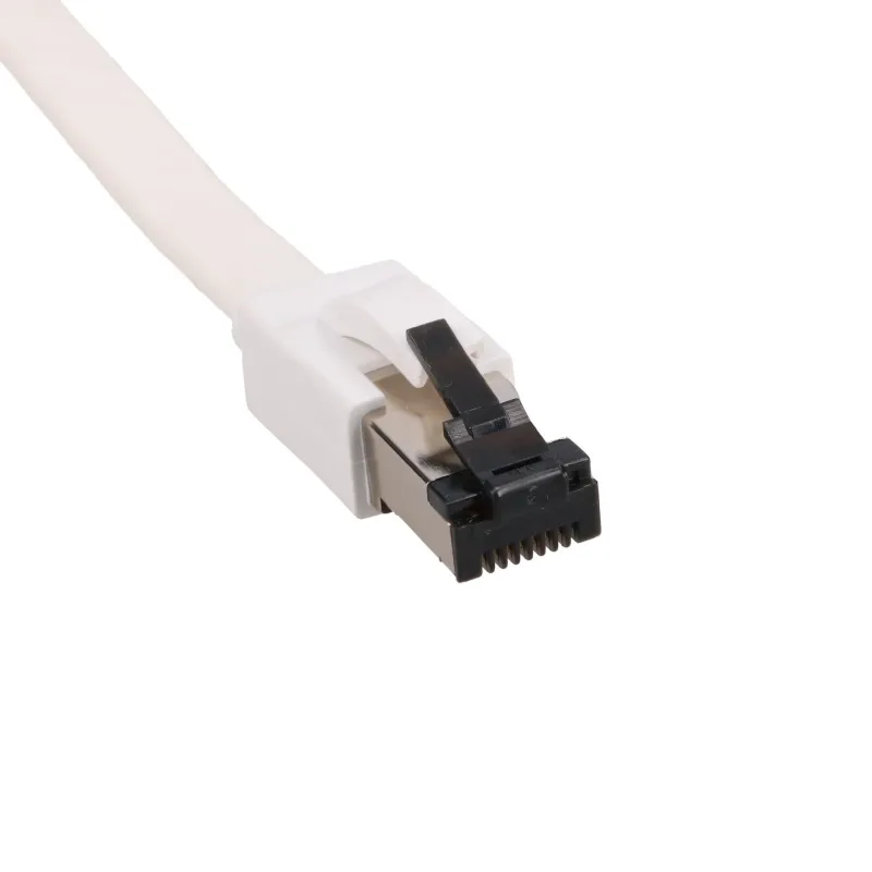 EXTRALINK LAN PATCHCORD CAT.8 U/FTP 2M 40G FLAT SHIELDED FOILED TWISTED PAIR BARE COPPER WHITE - Immagine 3