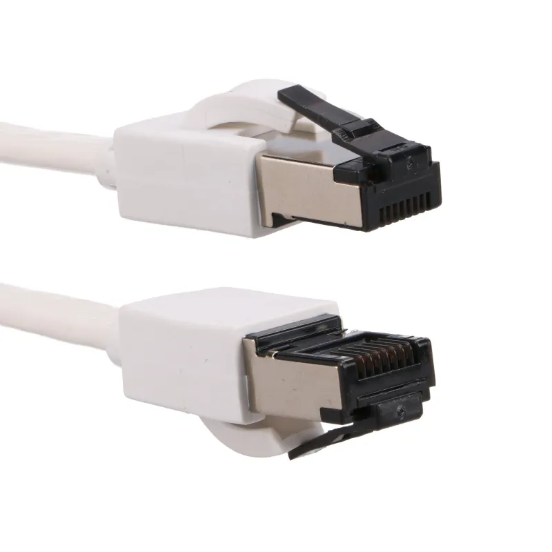 EXTRALINK LAN PATCHCORD CAT.8 U/FTP 2M 40G FLAT SHIELDED FOILED TWISTED PAIR BARE COPPER WHITE - Immagine 5