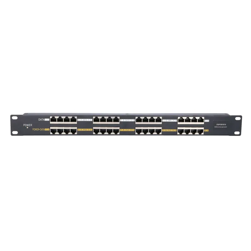 Inyectores PoE Extralink de 16 puertos, 16x 100Mb/s RJ45, Carcasa para Rack - Imagen 2
