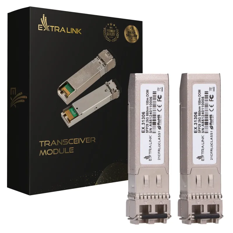 Extralink SFP28 25G 2-Pack Modul, 25Gbps, LC/UPC Duplex, 850nm, 100m, Mehrmodi, DOM