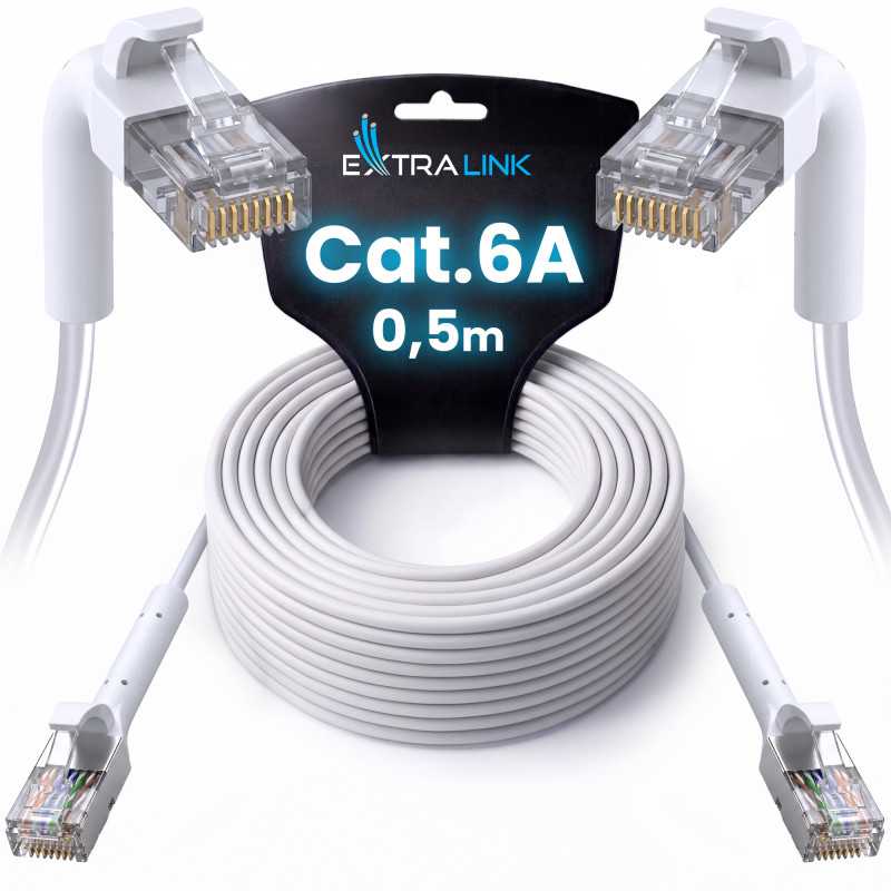 Extralink Kat.6A U/FTP 0.5m 1Gbps Biały | Patchcord LAN | Miedź Kabel sieciowy skrętka, łamana końcówka - Zdjęcie 4