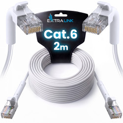 Cable Patch LAN Extralink Cat.6 U/FTP 2m 1Gbps Blanco Cobre Cable de Red Par Trenzado, Extremo Doblado - Imagen 4