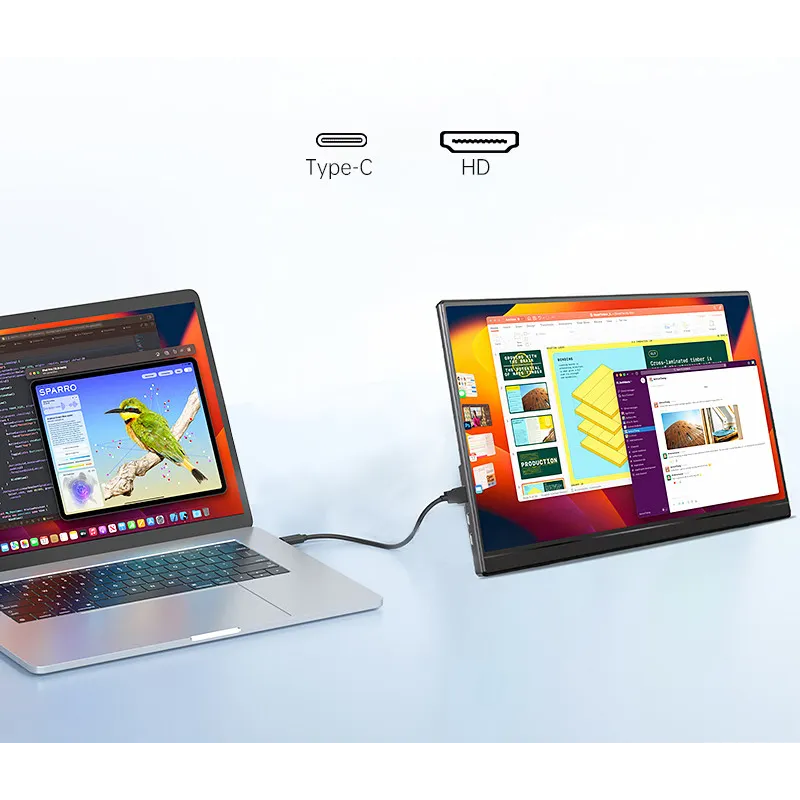 Портативный монитор для ноутбуков, телефонов и консолей Extralink Smart Life 14", USB-C/micro-HDMI - Изображение 2