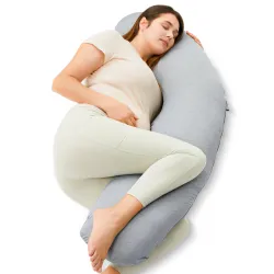 MOMCOZY PP001 J SHAPED PREGNANCY PILLOW JERSEY FABRIC...