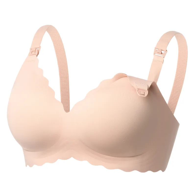 Momcozy YN46 (M) | Jelly Strip – Bezszwowy Kwiatowy Biustonosz do Karmienia Push-up | Beżowy Floral - Zdjęcie 2