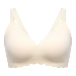 Momcozy YN46 (XL) | Bezszwowy Kwiatowy Biustonosz do Karmienia Push-up | Kremowy Floral