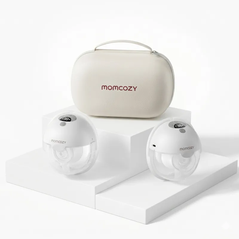 Momcozy M5 Smart Wearable Breast Pump – Tiralatte a coppa | Controllo tramite app, senza fili, doppio, colore grigio
