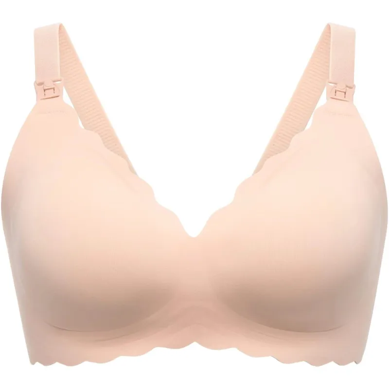 Momcozy YN46 (2XL) | Jelly Strip – Bezszwowy Kwiatowy Biustonosz do Karmienia Push-up | Beżowy Floral
