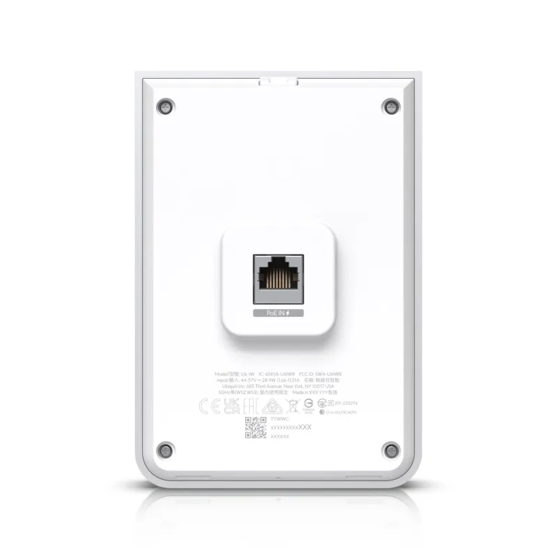 Точка доступа Ubiquiti U6-IW, UniFi6 In-Wall, WiFi 6 с двумя диапазонами, 1x GbE PoE In, 4x GbE PoE Out