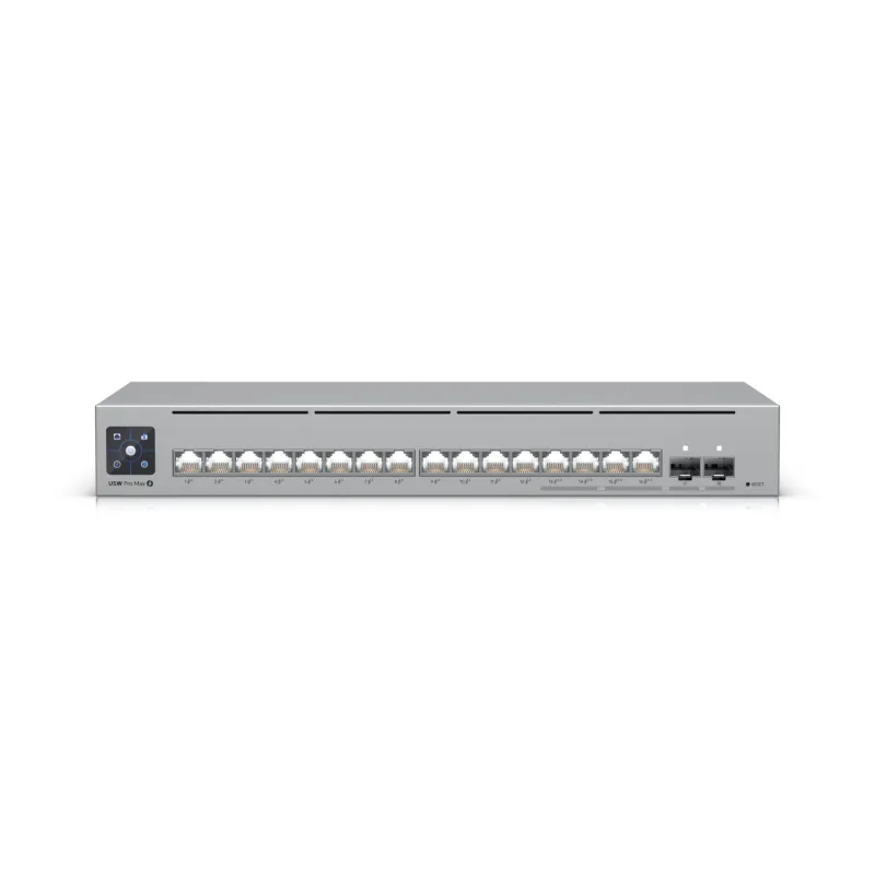 Ubiquiti USW-Pro-Max-16-PoE-EU Anahtarı, 4x 2.5 GbE RJ45 PoE++, 12x GbE RJ45 PoE+, 2x SFP+, Etherlighting, L3, 180W
