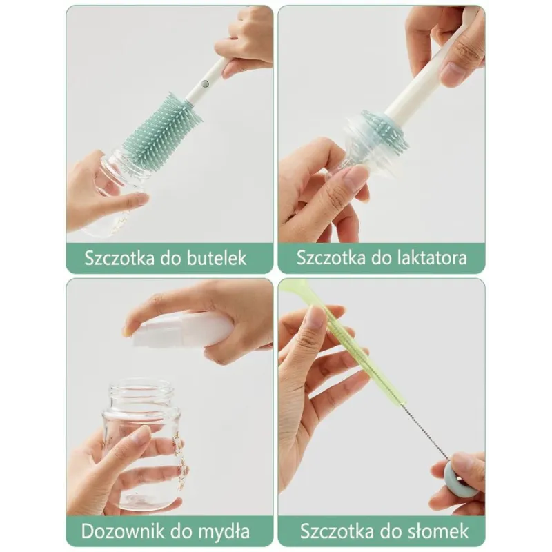 Momcozy LS001 7 in 1 Baby Bottle Brush Set | Juego de cepillos para biberones | 7 en 1, rosa - Imagen 2