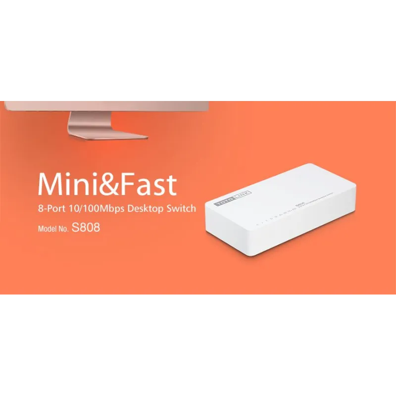 Totolink S808 Switch, 8x RJ45 100Mb/s, Masaüstü Kasa - Görsel 4