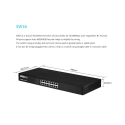 Totolink SW16 Switch, 16x RJ45 100Mb/s, Rack Mount, Unmanaged - Image 6