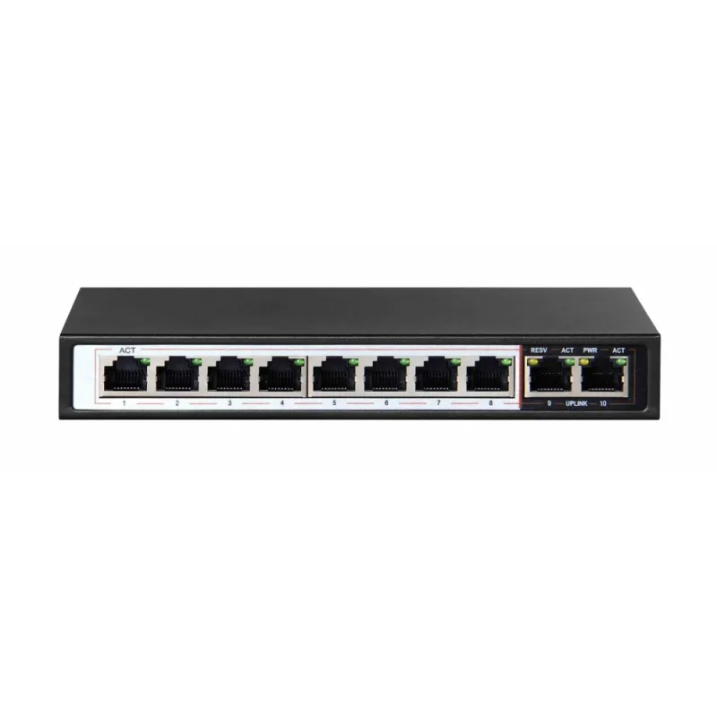 Přepínač PoE Extralink CERES, 8x 100Mb/s PoE/PoE+, 2x RJ45 Uplink 100Mb/s, 96W - Obrázek 2