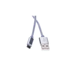 Cabo MicroUSB Extralink para Smartphones ANDROID, 2A, Comprimento de 1M, Reforçado com Trançado, Prata - Imagem 2